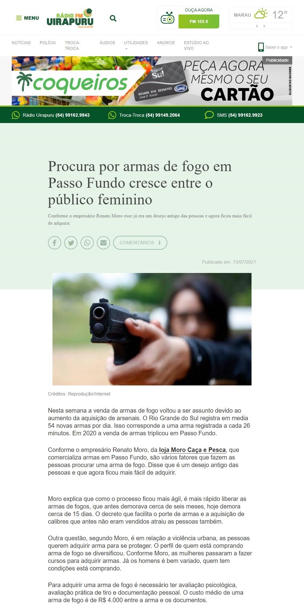 PROCURA POR ARMAS DE FOGO EM PASSO FUNDO CRESCE ENTRE O PúBLICO FEMININO